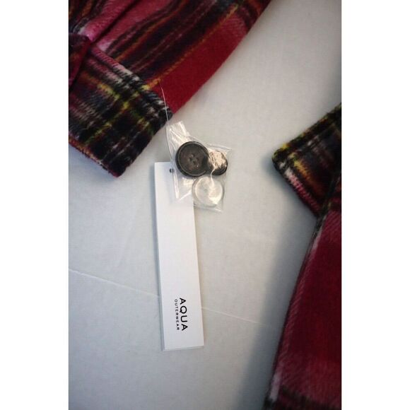 AQUA 81720 Women's Sz Medium Pink Plaid Duster Trench Coat - Picture 7 of 9